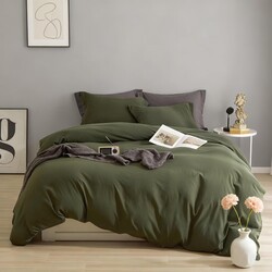 AZMTOP Soft Breathable Duvet Cover Set 3 Pieces Twin Size (1 Washed Duvet Cover with 2 Pillowcases),All Season Use Kids Adult Comfort Prewashed Zipper Comforter Covers Forest Green 68"X86"