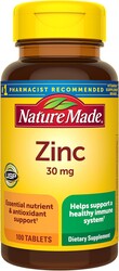 Nature Made Zinc 30 mg, Zinc Supplements for Men & Women, Dietary Supplement for Immune Health and Antioxidant Support, 100 Tablets, 100 Day Supply