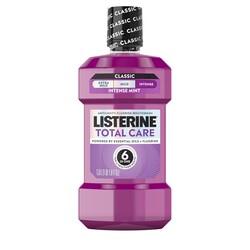 Listerine Total Care Intense Anticavity Fluoride Mouthwash, 6 Benefits in 1 Oral Rinse Helps Kill 99% of Bad Breath Germs, Prevents Cavities, Provides 360 Clean*, ADA-Accepted, Intense Mint, 1 L