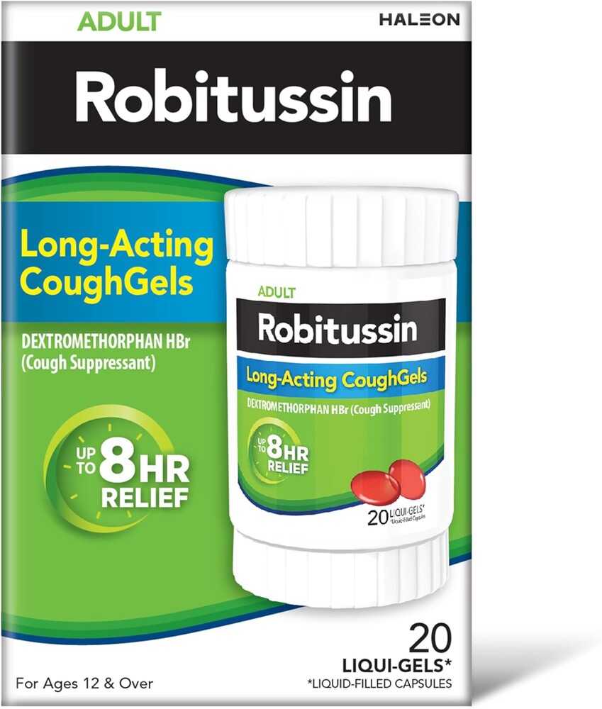 Robitussin 8 Hour Liqui-gels Cough, Adult Formula - 20 count Liqui-Gels