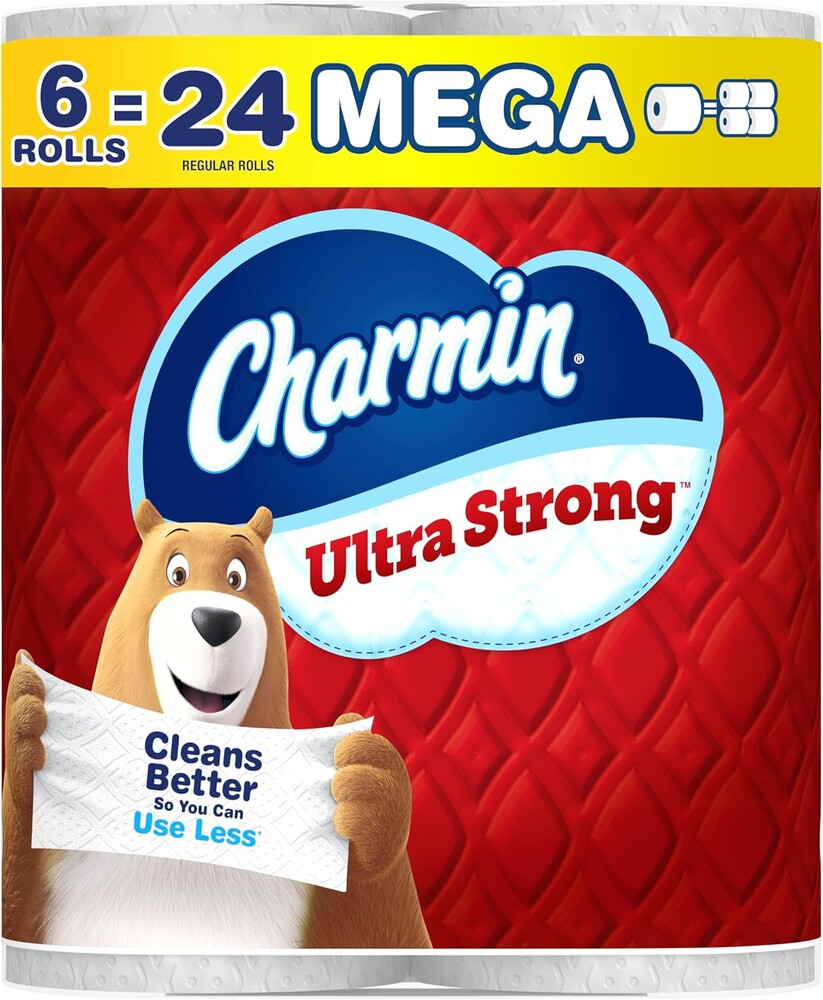 Charmin Ultra Strong Toilet Paper, 6 Mega = 24 Regular Rolls, 2-Ply, White
