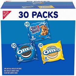 Nabisco Sweet Treats Cookie Variety Pack OREO, OREO Golden & CHIPS AHOY!, 30 Snack Packs (2 Cookies Per Pack)