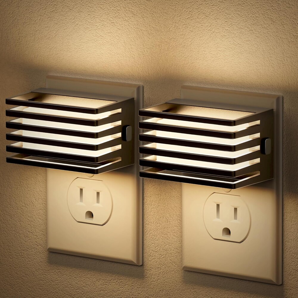 JandCase LED Night Light, [2 Pack] Night Lights Plug into Wall with Dusk to Dawn Sensor, Dimmable Plug in Night Light, Adjustable Brightness, 3000K Soft White Nightlight for Bedroom Bathroom Hallway