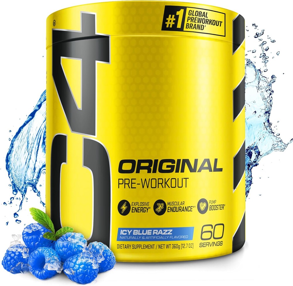 C4 Original Pre Workout Powder Icy Blue Razz - Vitamin C for Immune Support - Zero Sugar Preworkout Energy for Men & Women - 150mg Caffeine Plus Beta Alanine Plus Creatine - 60 Servings