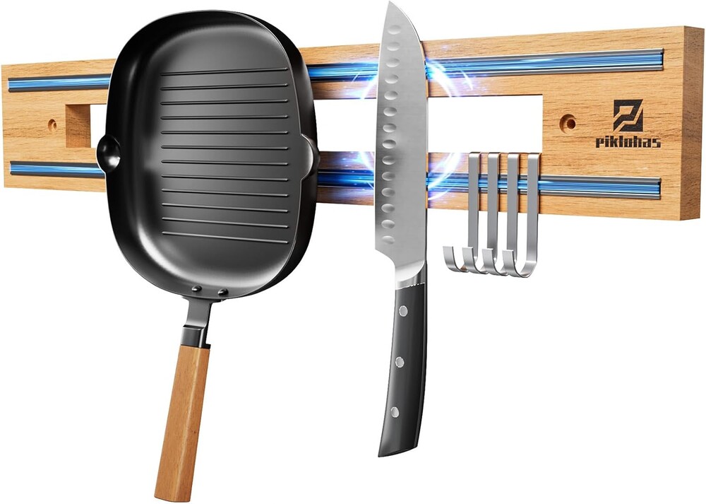 Magnetic Knife Holder for Wall, Magnet Knife Storage Strip Wooden 16.5 Inch, Use as Knife Bar, Knife Rack, Kitchen Utensil Organizers Tool, Wall Mount, Housewarming, Party, Gift