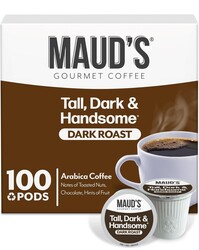 Maud's Dark Roast Coffee Pods, 100ct, Single Serve Pods – 100% Arabica Coffee, Compatible with Keurig K Cups Maker