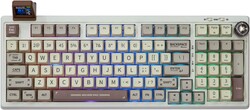 EPOMAKER RT100 97 Keys Gasket BT5.0/2.4G/USB-C Mechanical Gaming Keyboard with Customizable Display Screen, Knob, Hot Swappable Socket, 5000mAh Battery for Win/Mac (Flamingo Switch)