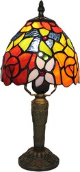 Rose Tiffany Small Table Lamp 3 Way Color Temperatures Stained Glass Bedside Nightstand Table Lamps for Living Room,Bedroom, Home Office Reading Desk Lamp+LED Bulb,6X6X12.5 Inch