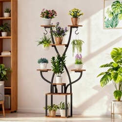 Plant Stand Indoor with Grow Lights - 8 Tier Metal Shelf for Multiple Plants, 64" Corner Stand for Indoor Plants, X-Shaped Plant Rack for Home, Living Room, Office, Patio