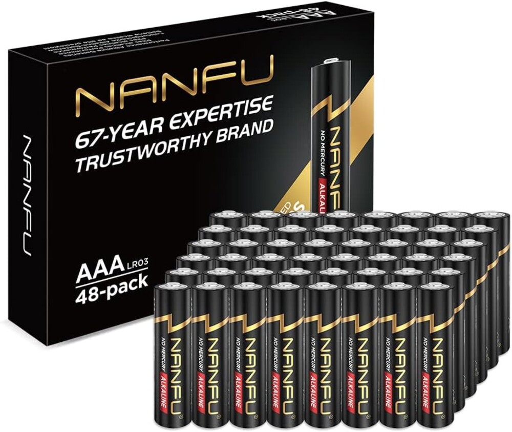 NANFU High Performance AAA Alkaline Batteries 48 Count Long Lasting for Household Devices…