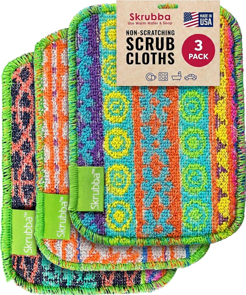 Wet-it! Skrubba 3-Pack Reusable Dish Scrubbers – Non-Scratch Scouring Pads for Kitchen & Household – Eco-Friendly, Dishwasher Safe Scrub Sponges for Dishes, Pots & Pans (Vogue)