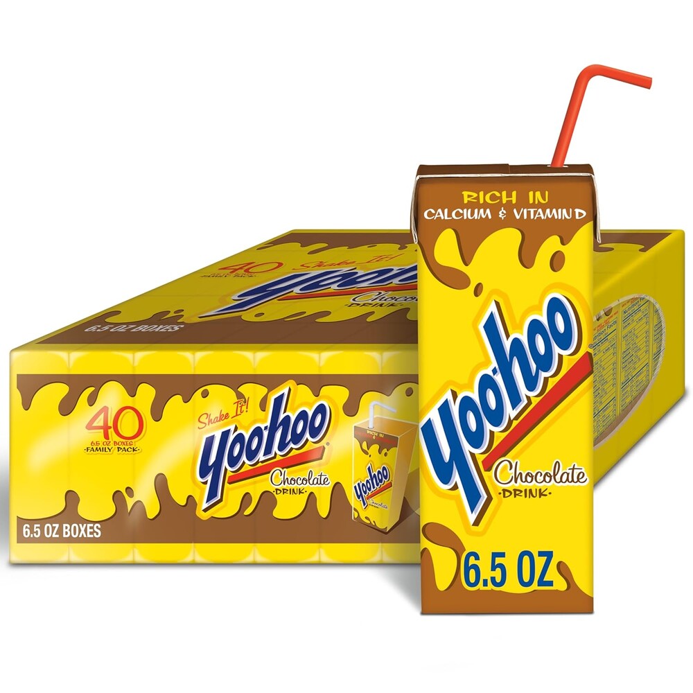 Yoo-hoo Chocolate Flavored Drink, 6.5 fl oz Boxes 40 Pack, Ready to Drink, Caffeine-Free, 99% Fat-Free, High in Calcium & Vitamin D