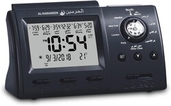 AL-HARAMEEN Masque, Islamic,Muslim,Prayer Times,Wall Clock,Bedside Clock/Decorative Clock/Mecca/Makkah/Arabia/in LCD ClockHA-3005 (Black)