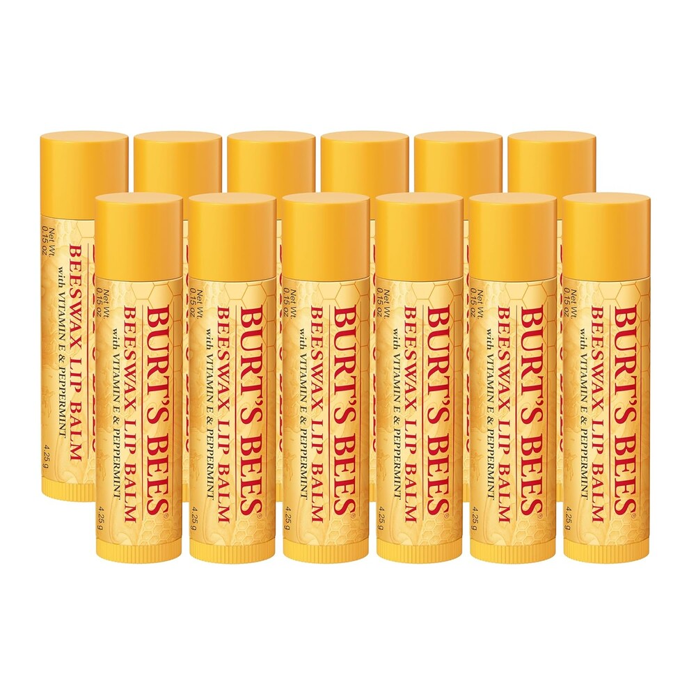 Burt's Bees Lip Balm - Original Beeswax, Lip Moisturizer With Responsibly Sourced Beeswax, Tint-Free, Natural Origin Conditioning Treatment, 4 Tubes, 0.15 oz.