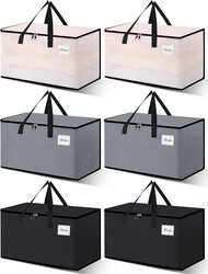 NATURELUX Heavy Duty Moving Bags - Extra Large Packing Bags and Storage Totes, Collapsible and Foldable Option for Moving and Storage, Multicolored, 93 L - 6 Pack