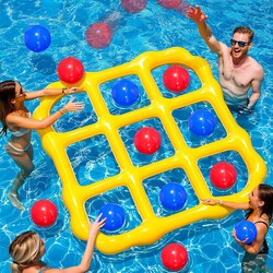 MGparty Pool Toys Games Set - Giant Tic Tac Toe Pool Toy Floating Board with 10 Balls - Summer Inflatable Outdoor Fun Field Day Beach Backyard Toys Floats for Kids Adults Teens (2-10 Players)