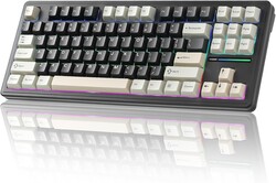 YUNZII YZ87 Gasket Mechanical Keyboard,TKL Wireless Hot Swappable with 5-Layer Padding, BT5.0/2.4G/USB-C NKRO RGB Backlit for Win/Mac (Black, Milk Switch)