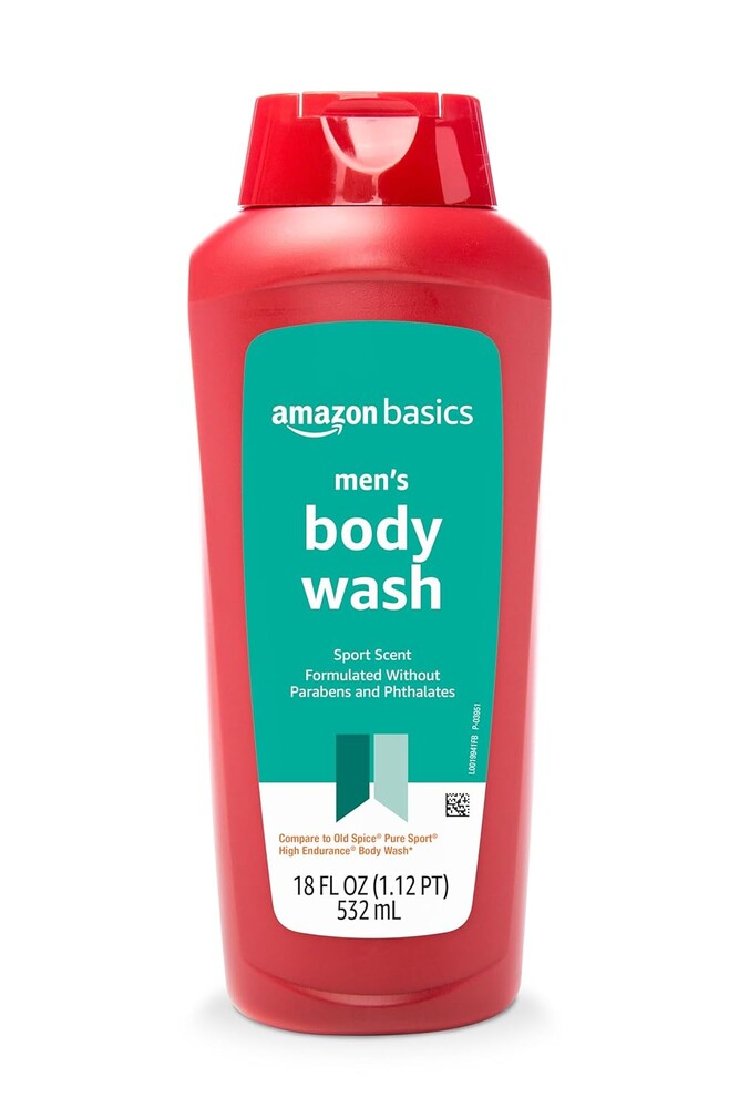 Amazon Basics Men's Body Wash, Sport Scent, Paraben and Phthalate Free, Refreshing Shower Gel, 18 Fluid Ounce