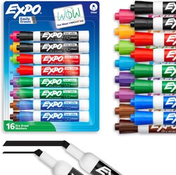 EXPO Dry Erase Markers, Low Odor Ink, Assorted Colors, Chisel Tip, 16 Count - Whiteboard, Calendar, Organization, Essential Supplies for Office, School, Classroom, Teachers