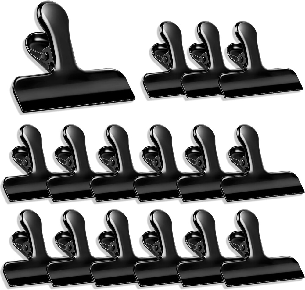 Chip Clips, 18 Pack Stainless Steel Bag Clips, 3 Inch Heavy Duty Snack Bread Coffee Clip, Air Tight Seal Food Clip Clamp for Food Packages, Kitchen, Office, Home, Fridge Black