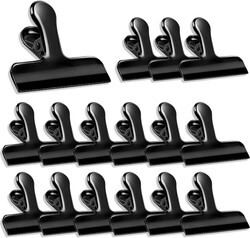 Chip Clips, 18 Pack Stainless Steel Bag Clips, 3 Inch Heavy Duty Snack Bread Coffee Clip, Air Tight Seal Food Clip Clamp for Food Packages, Kitchen, Office, Home, Fridge Black