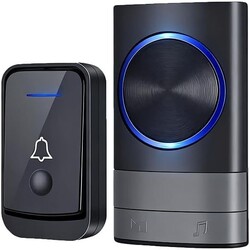 Wireless Doorbell, 1000ft Range, 52 Chimes, Four-speed Adjustable Volume, IP44 Waterproof, Low Power Consumption, LED Flash, Black, For Home, Bedroom, Apartment, Classroom, Bussiness, Elderly