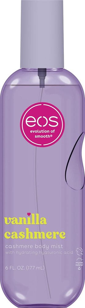 eos Cashmere Body Mist, Vanilla Cashmere, Soft Musk, Cozy Caramel, Hair Mist, Body Spray for Women Moisturizing, Hyaluronic Acid, Vanilla Body Spray, Vegan, Cruelty-free, 6 fl oz