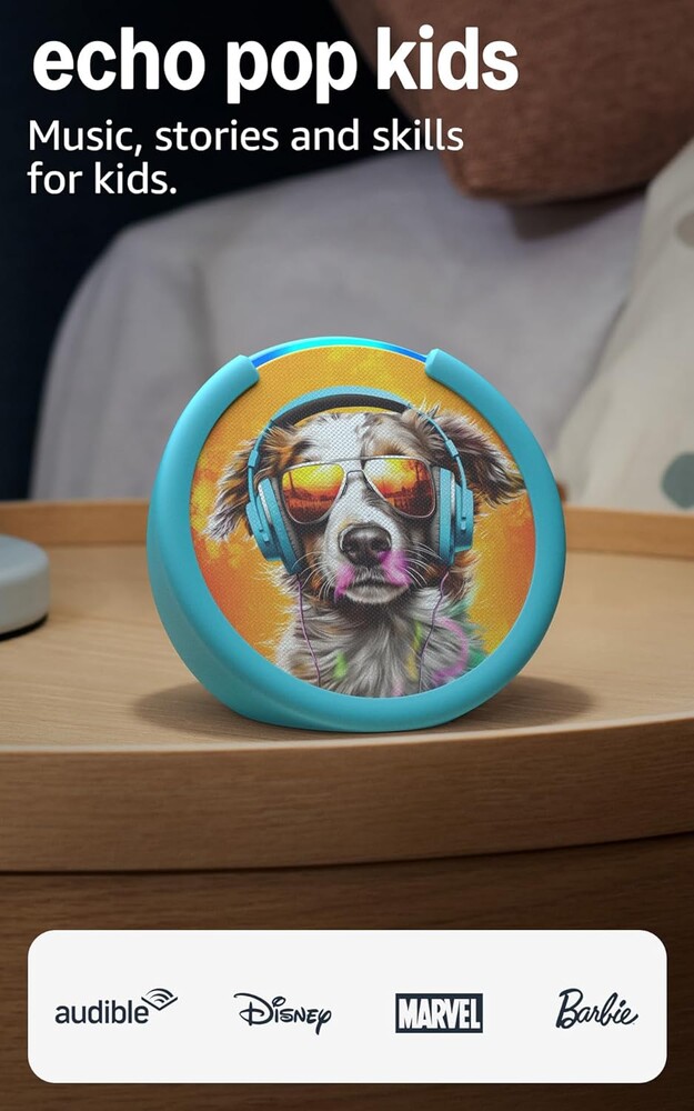 Amazon Echo Pop Kids (newest model), Designed for kids, Designed for Alexa+, parental controls, Includes 6 months of Amazon Kids+, Anthro Pup