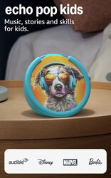 Amazon Echo Pop Kids (newest model), Designed for kids, Designed for Alexa+, parental controls, Includes 6 months of Amazon Kids+, Anthro Pup