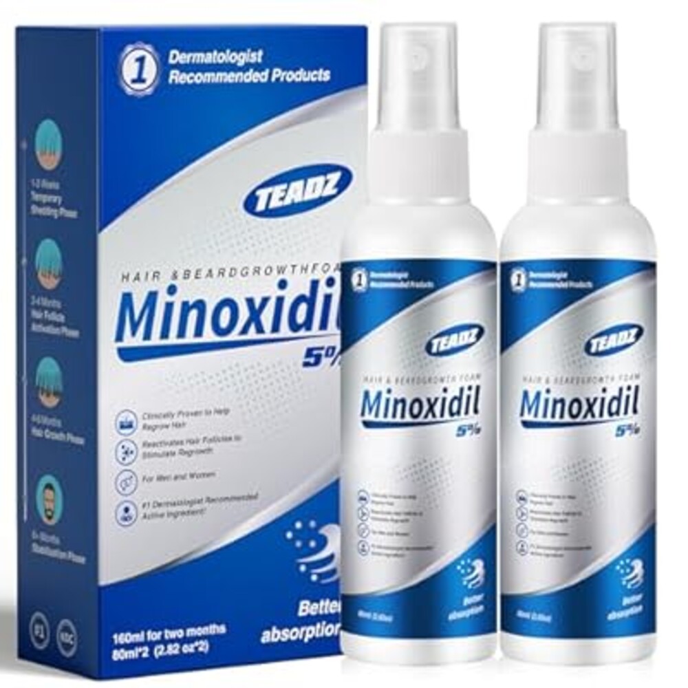 5% Minoxidil for Men and Women，Minoxidil hair growth products，Intense Hair Growth Serum，May Promote Faster, Stronger, Thicker Hair Growth to Fight Hair Loss and Thinning Hair（2.82 oz*2)