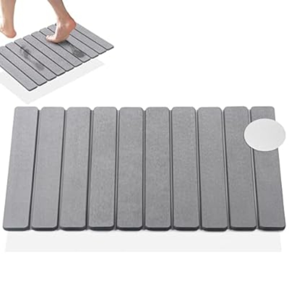 Stone Bath Mat for Bathroom, Stone Pet Feeding Mat Diatomaceous Earth Quick Drying Shower Floor Mat Non Slip Bath Tub Drying Mat for Bathroom, Kitchen, Tub