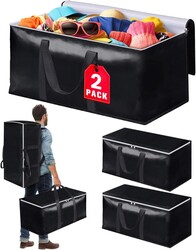 StoreHappily Heavy-Duty & Extra Capacity Moving Bags with Backpack Straps, Storage Totes with Double Zipper & Strong Handles, Packing Bags Alternative to Moving Boxes, Moving Supplies (2 Pack, Black)