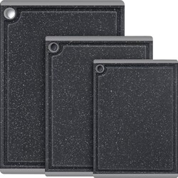 Kikcoin Plastic Cutting Boards for Kitchen, 3-Piece Large Cutting Board Set Dishwasher Safe Chopping Boards with Non-slip Feet and Juice Grooves, Light Gray