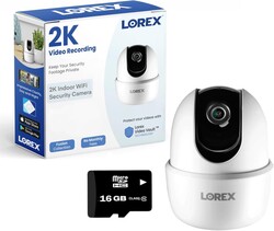 Lorex Pan & Tilt Indoor Wi-Fi Security Camera | 360° Pan & Tilt | Person Detection | Two-Way Talk | Person Detection | IR Night Vision | No Monthly Fee | Pre-Installed 16GB MicroSD