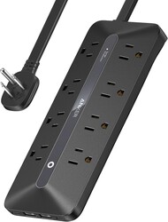 Anker Power Strip with 900J Surge Protector, Flat Plug Extension Cord with Multiple Outlets, 8 AC, 2 USB A & 2 USB C Ports for 35W Max, 5ft Outlet Extender, Dorm Room Essentials, Home Office