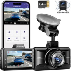 AZDOME Upgraded M01 Pro 3K WiFi Dash Cam Front and Rear, Free 64GB Card, App Control Dashboard Camera for Car, G-Sensor Parking Modes Dashcam, ADAS, Loop Recording (Matte Black)