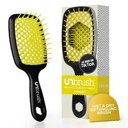 FHI Heat UNbrush Detangling Brush for Pain-Free Brushing on All Wet or Dry Hair Types — Durable DuoFlex Anti-Static Bristles, Lightweight Handle, Vented Hair Brush