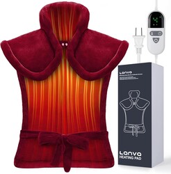 Heating Pad for Back Pain Relief, Mothers Day Gifts for Mom Women Grandma, Edge Weighted Electric Heating Pads for Neck and Shoulders, 6 Heat Settings, 4 Timer Options, Machine Washable, 24"x33", Red