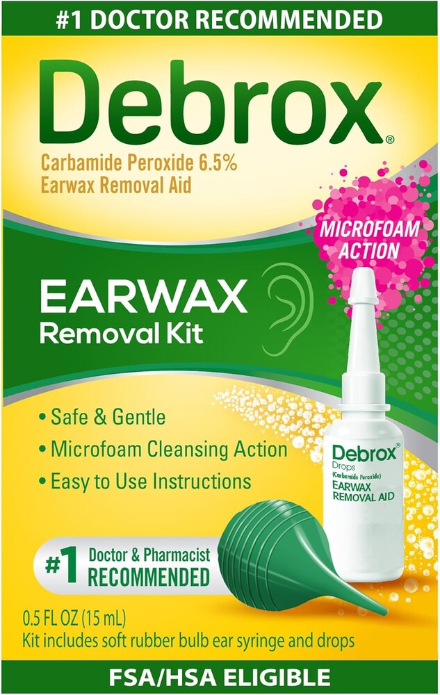 Debrox Ear Wax Removal Kit, Bulb Syringe & 0.5 Fl Oz Ear Wax Removal Drops with Carbamide Peroxide