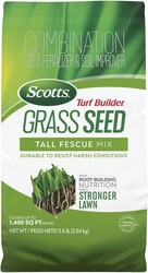Scotts Turf Builder Grass Seed Tall Fescue Mix - Durable to Resist Harsh Conditions, Lawn Seed, Grass Fertilizer & Soil Improver, Covers up to 1,400 sq. ft., 5.6 lb.