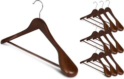 StorageWorks Wooden Hangers 10 Pack, Extra Wide Shoulder Wood Coat Hanger for Coats, Shirts, Jackets, Pants, Suits, Light Walnut Color