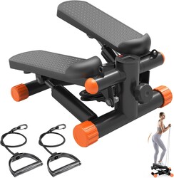 Sweetcrispy Mini Stair Steppers with Resistance Bands for Exercise at Home, Portable Exercise Twist Stepper Machine for Full Body Workout, 300LBS Capacity