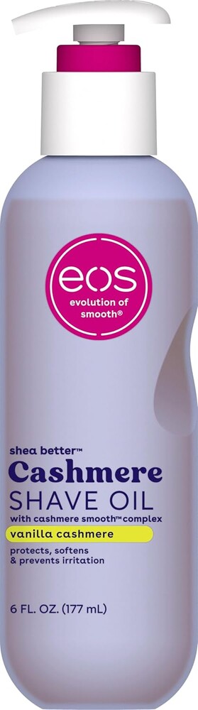 eos Cashmere Shave Oil – Vanilla Cashmere, Moisturizing Shave Oil with Shea Butter & Glycerin, Helps Prevents Irritation & Razor Burn, Vegan, 6 fl oz