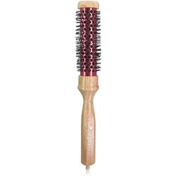 SUNBIRD Small Round Brush for Blow Drying - Wood Handle Professional Blowout Brush with Aluminium Ceramic Ionic Thermal Barrel for Smooth Hair, Volume & Heat Curly Styling (Outer Diameter1.5Inch)