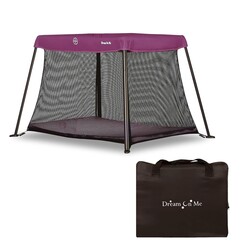 Dream On Me Travel Light Playard, Award Winning Lightweight Portable, Breathable Mesh Sides with Soft Comfortable Mattress, Easy Compact Fold Design with Travel Carry Bag – Purple