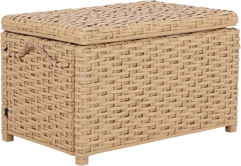 happimess HPM9003F Jacob 31.5" Handwoven Wicker Storage Trunk, Yellow, Collapsible for flat storage, for Office, Dorm Room, Entryway, Bedroom, Dining Room