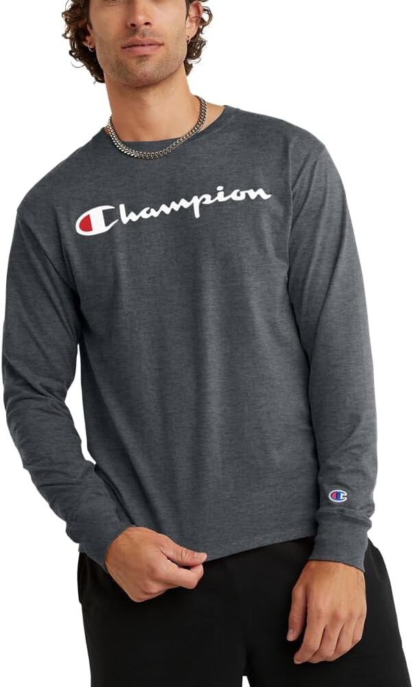 Champion Men's Long Sleeve T-shirt, Classic T-shirt for Men (Reg. Or Big & Tall)