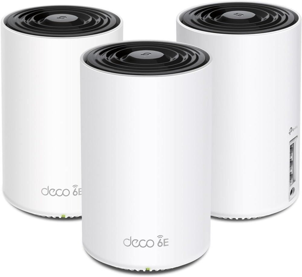 TP-Link Deco XE75 AXE5400 Tri-Band WiFi 6E Mesh System - Wi-Fi up to 7200 Sq.Ft, Engadget Rated Best Mesh for Most People, Replaces WiFi Router and Extender, AI-Driven Mesh New 6GHz Band, 3-Pack