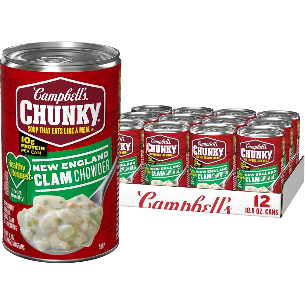 Campbell's Chunky Soup, Healthy Request New England Clam Chowder, 18.8 Ounce Can (Case Of 12)