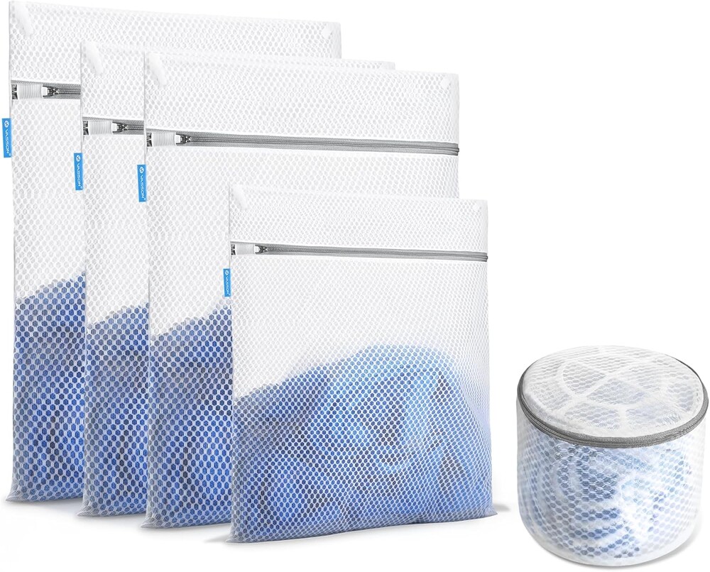 VASSON Premium Mesh Laundry Bags for Delicates with Auto-Lock Zipper - Durable Washing Bag Set for Blouse, Hosiery, Underwear, Bra, and Shoes (5-Piece Set (All-Purpose))